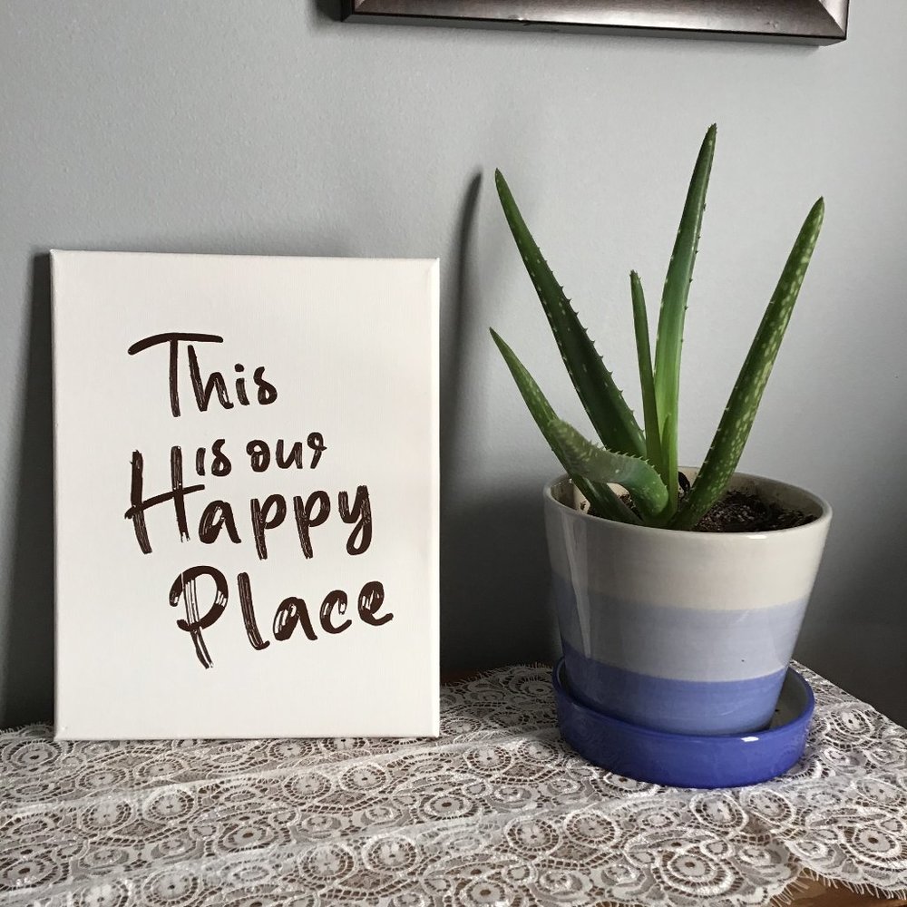HOME MADE " THIS IS OUR HAPPY PLACE CANVAS 8 x 10